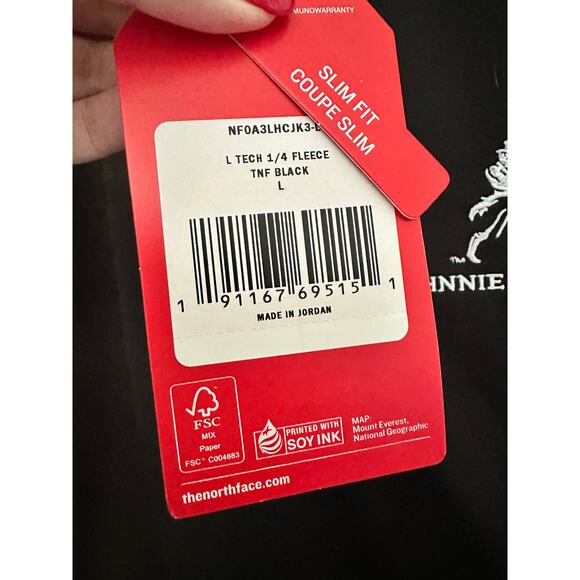 The North Face Womens Large 1/4 Tech Fleece Black Slim Fit NWT Johnnie Walker - Picture 5 of 5
